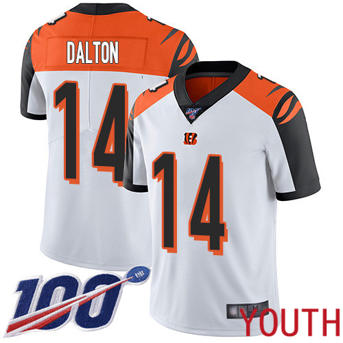 Cincinnati Bengals Limited White Youth Andy Dalton Road Jersey NFL Footballl 14 100th Season Vapor Untouchable